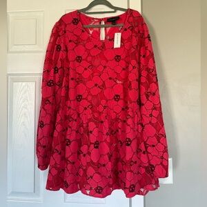 Lane Bryant Pink Black Lace Detail Blouse PLUS SIZE 4X Size 26